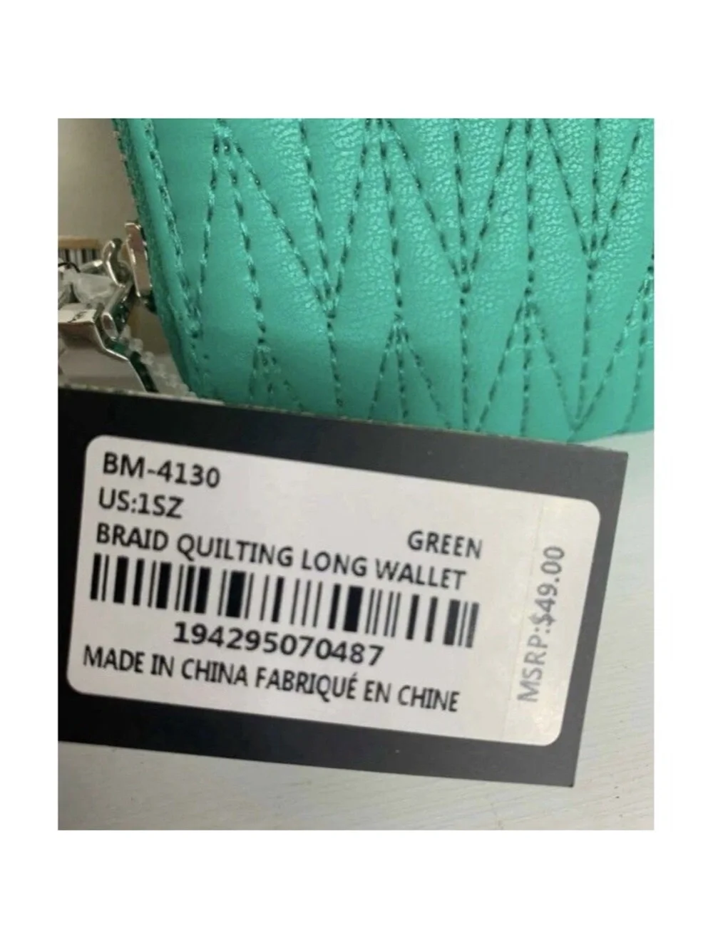 Badgely Mischka  Quilted Zip Wallet with Silver Logo